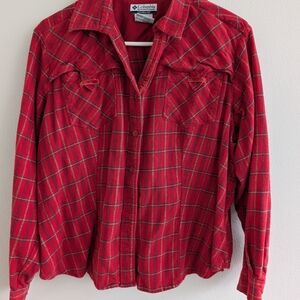 Columbia Red Casual Button Down Shirt with Western Details
